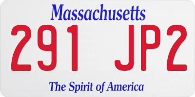 MA license plate 291JP2