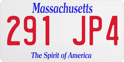 MA license plate 291JP4