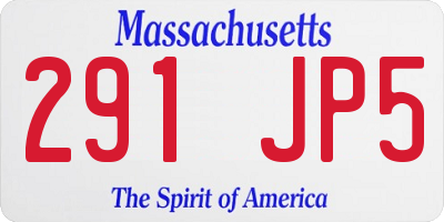 MA license plate 291JP5