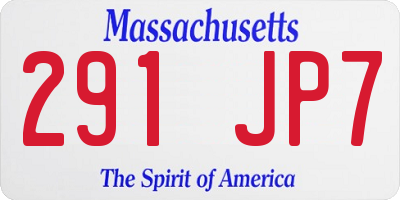 MA license plate 291JP7