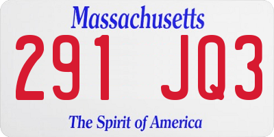 MA license plate 291JQ3