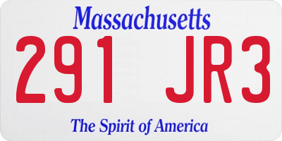 MA license plate 291JR3