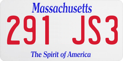 MA license plate 291JS3