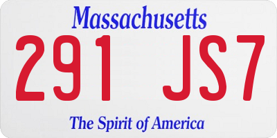 MA license plate 291JS7