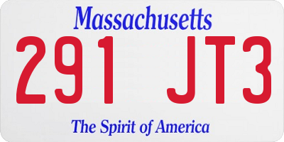 MA license plate 291JT3
