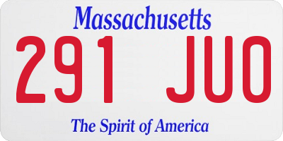 MA license plate 291JU0