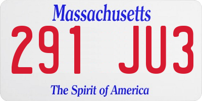 MA license plate 291JU3