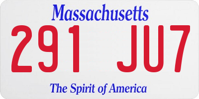 MA license plate 291JU7