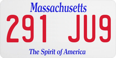 MA license plate 291JU9