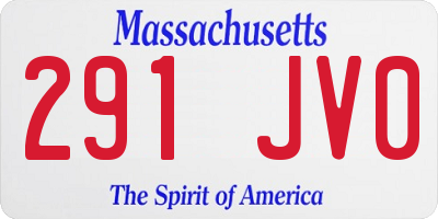 MA license plate 291JV0