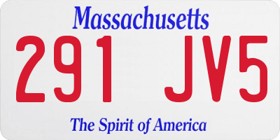 MA license plate 291JV5