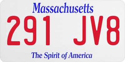 MA license plate 291JV8