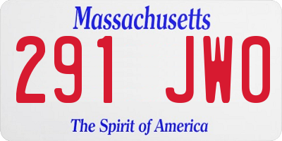 MA license plate 291JW0