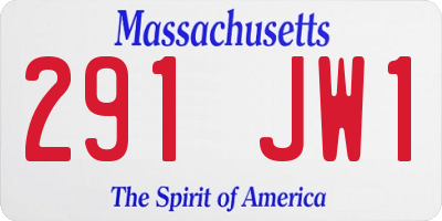 MA license plate 291JW1