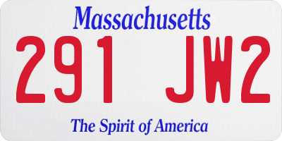 MA license plate 291JW2