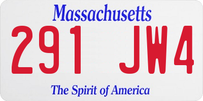 MA license plate 291JW4