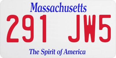 MA license plate 291JW5