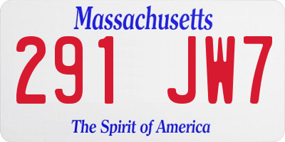 MA license plate 291JW7