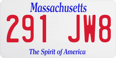 MA license plate 291JW8