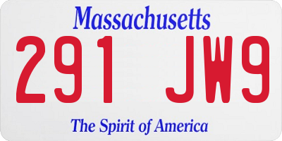 MA license plate 291JW9