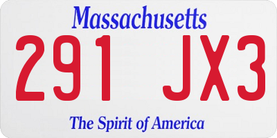MA license plate 291JX3