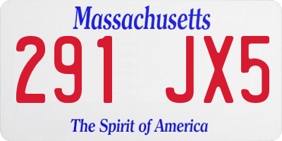MA license plate 291JX5