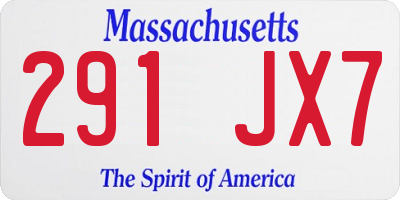 MA license plate 291JX7