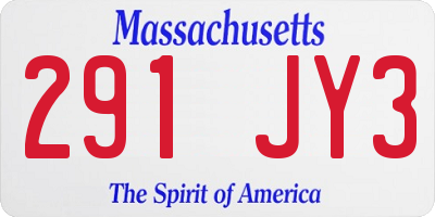 MA license plate 291JY3