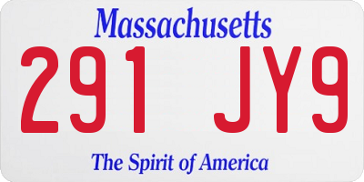 MA license plate 291JY9