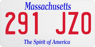 MA license plate 291JZ0