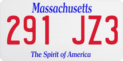 MA license plate 291JZ3