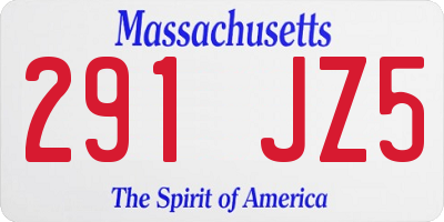 MA license plate 291JZ5
