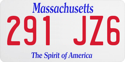 MA license plate 291JZ6