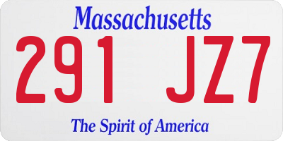 MA license plate 291JZ7