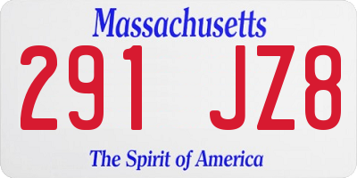 MA license plate 291JZ8