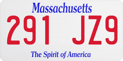 MA license plate 291JZ9