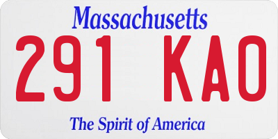 MA license plate 291KA0