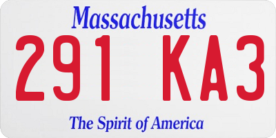 MA license plate 291KA3