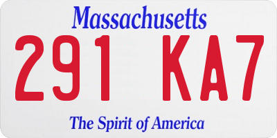 MA license plate 291KA7