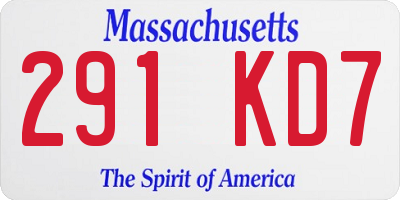 MA license plate 291KD7