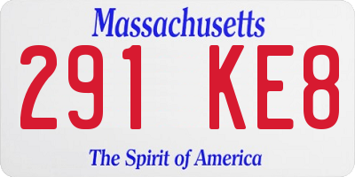 MA license plate 291KE8