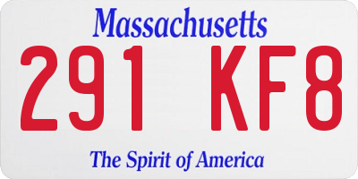 MA license plate 291KF8