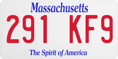 MA license plate 291KF9