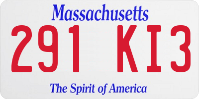MA license plate 291KI3