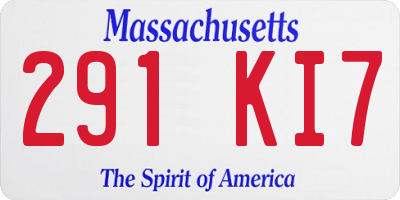 MA license plate 291KI7