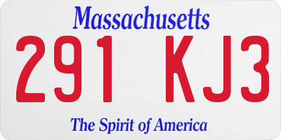 MA license plate 291KJ3