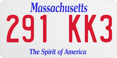 MA license plate 291KK3