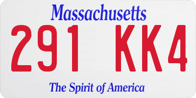 MA license plate 291KK4