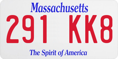 MA license plate 291KK8