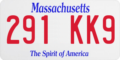 MA license plate 291KK9